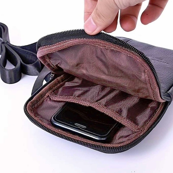 Leather Phone Bag Dk Brown - Picture 8 of 10